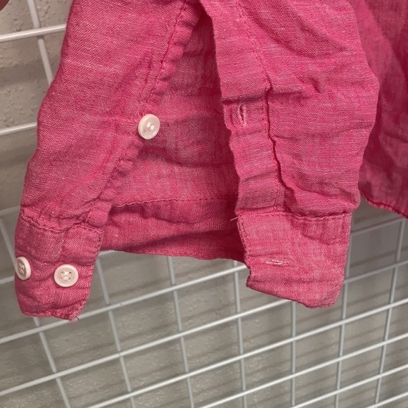 Size 14/16 Lane Bryant LINEN BARBIE Pink Button Down Top - Picture 4 of 7